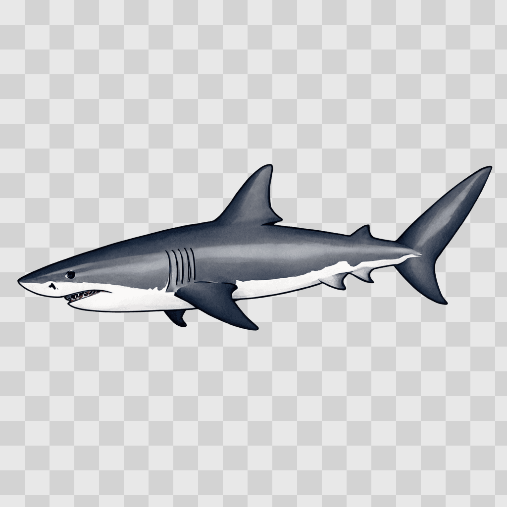 simple shark drawing A grey shark on a grey background