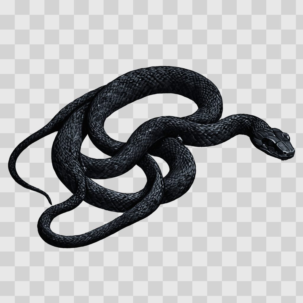 simple snake drawing A snake on a black surface with a black shadow