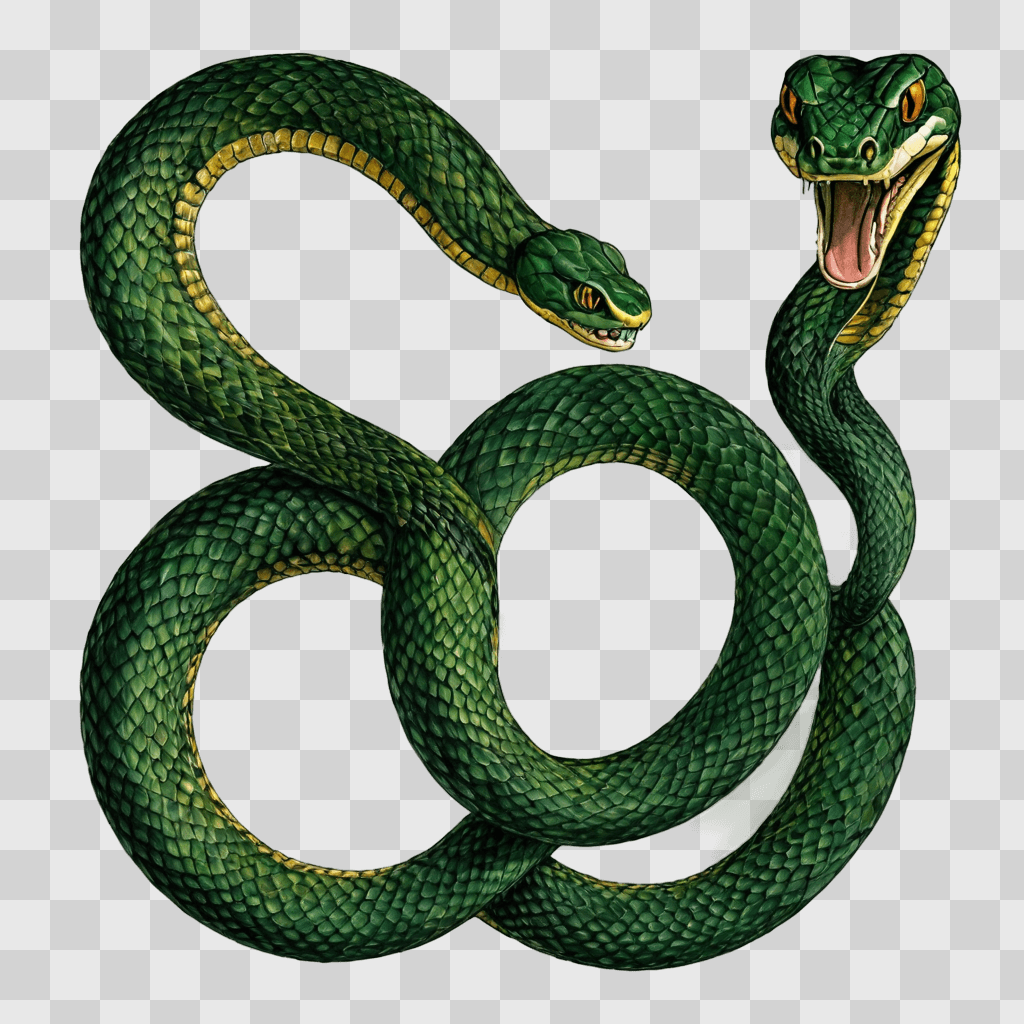 simple snake drawing A snake with open mouth and yellow eyes