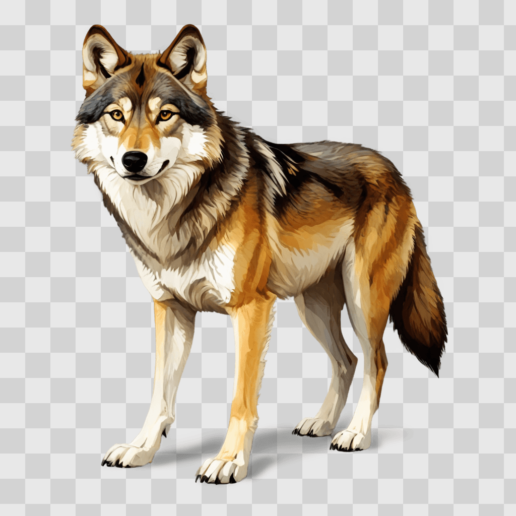 simple wolf drawing A wolf on a brown background