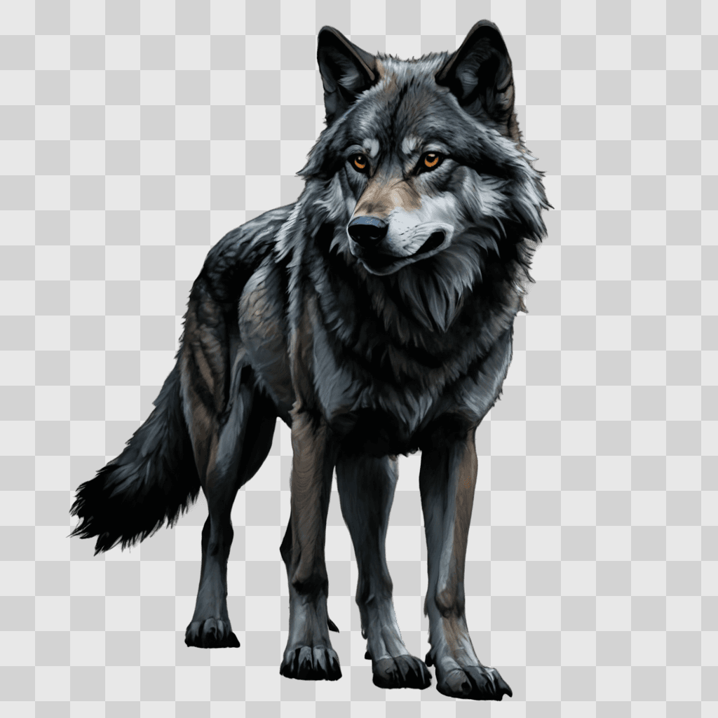 simple wolf drawing A wolf stares into the distance