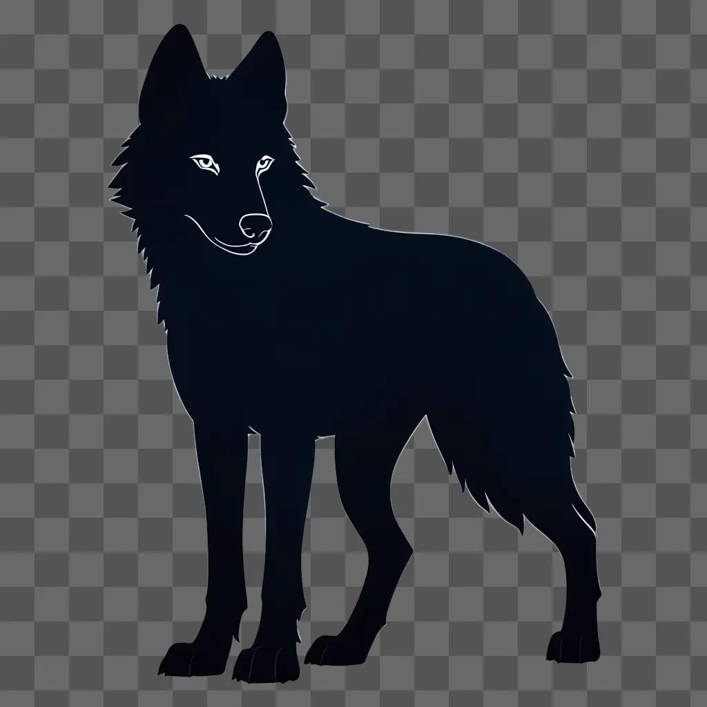 simple wolf drawing on a dark background