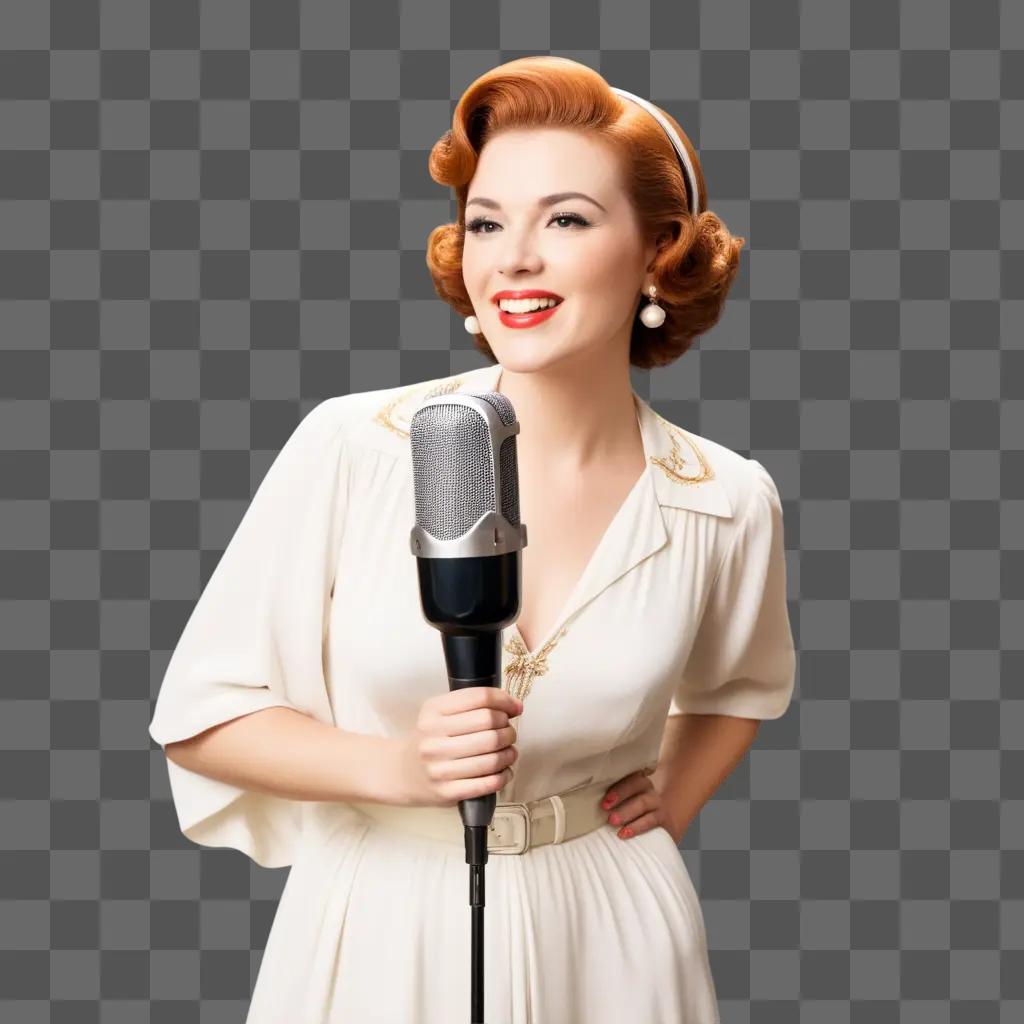 singer with red hair and white dress