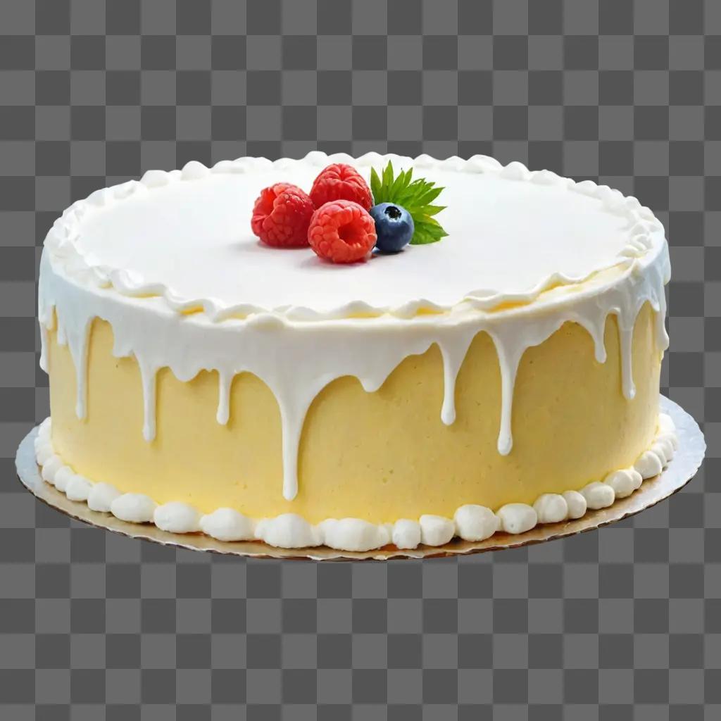 sketch cake drawing A cake with white frosting and berries on top