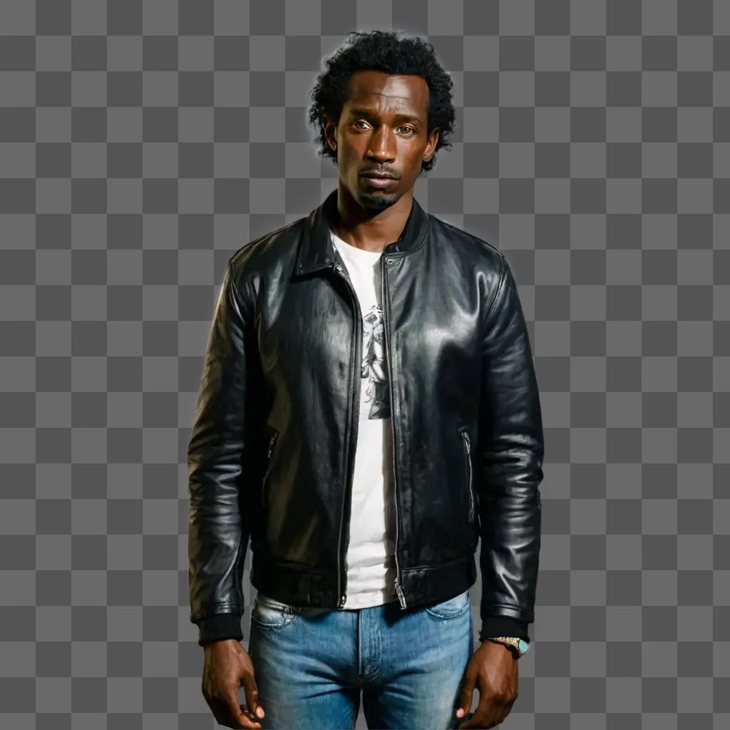 sketch carrot drawing Black man in leather jacket