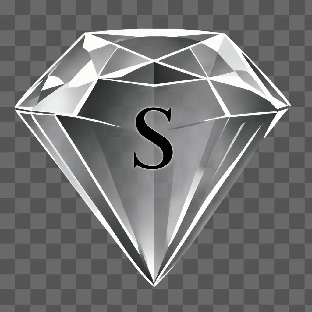 sketch diamond drawing A diamond with a black letter S on it