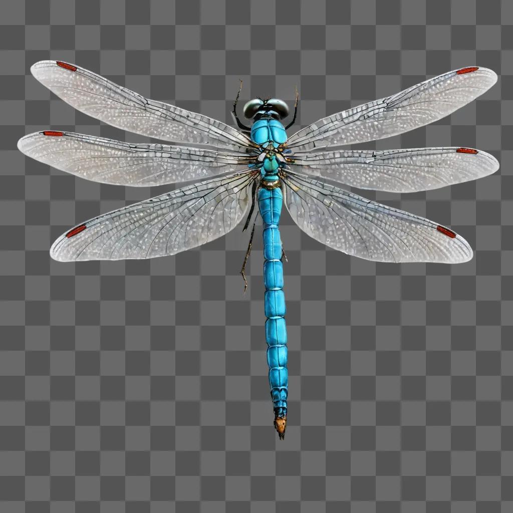 sketch dragonfly drawing A blue dragonfly with red eyes on a gray background