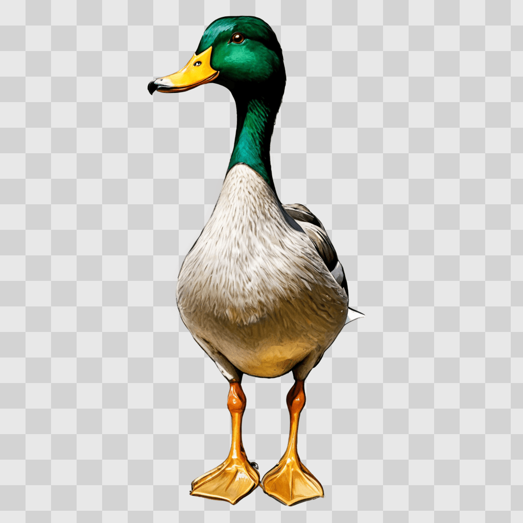 sketch duck drawing A green duck standing on a beige background