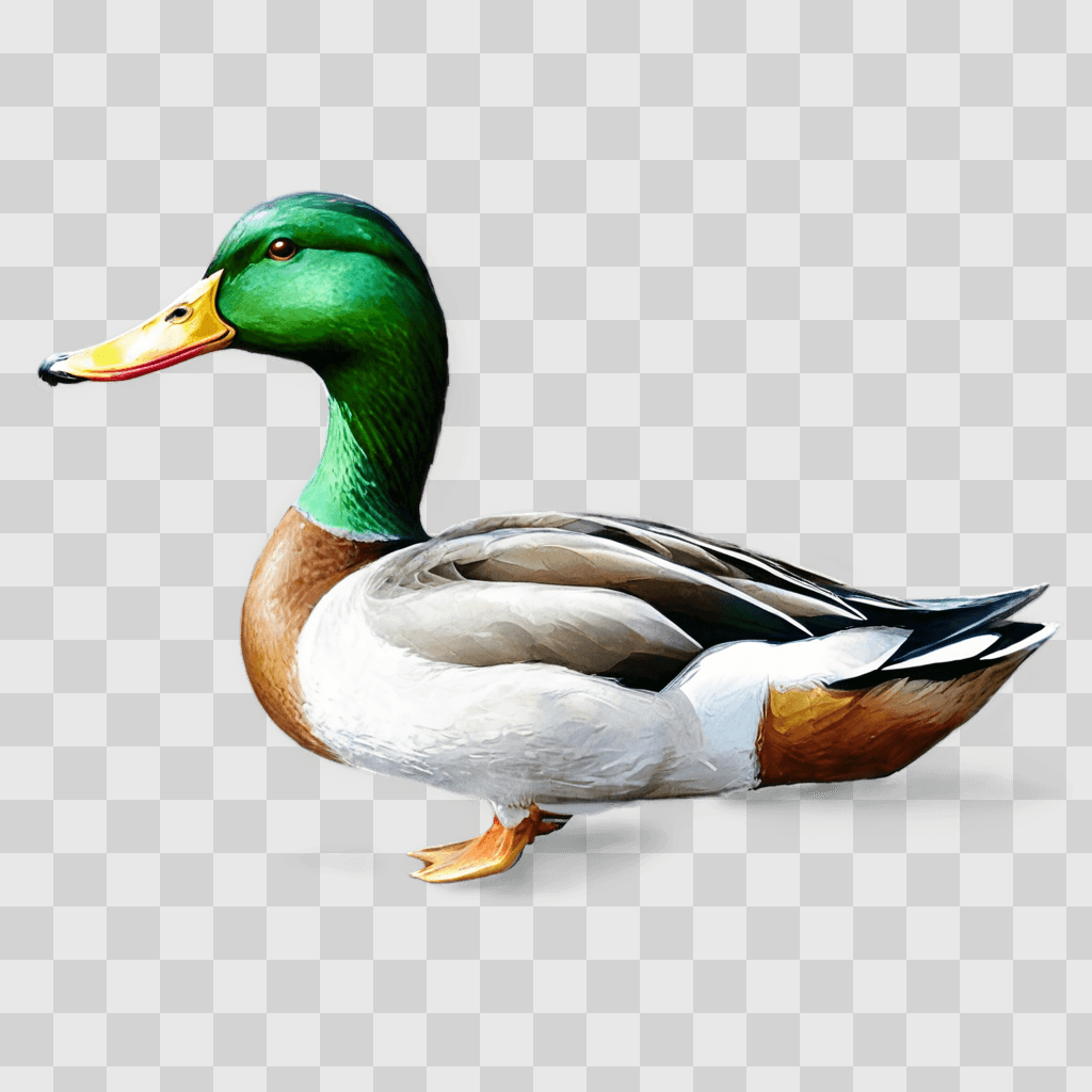 sketch duck drawing A green duck with a brown head and orange beak