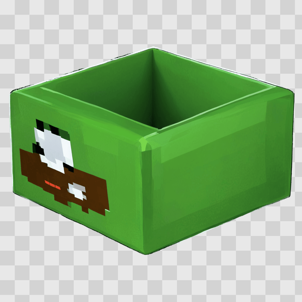 sketch football drawing A green box with a pixelated face on it