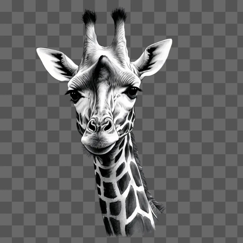 sketch giraffe drawing A giraffe with a black and white background