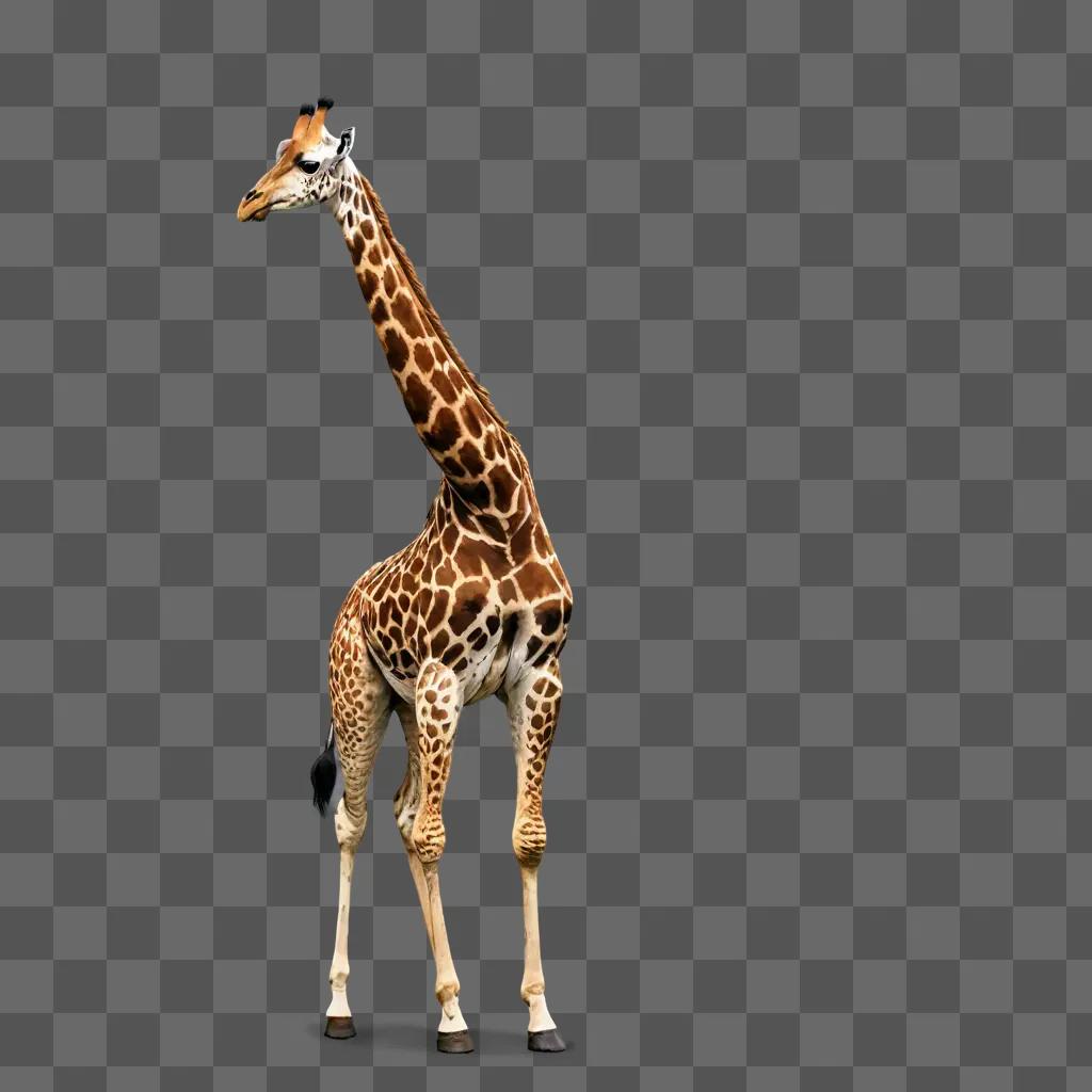 sketch giraffe drawing Giraffe standing on brown background in the wild