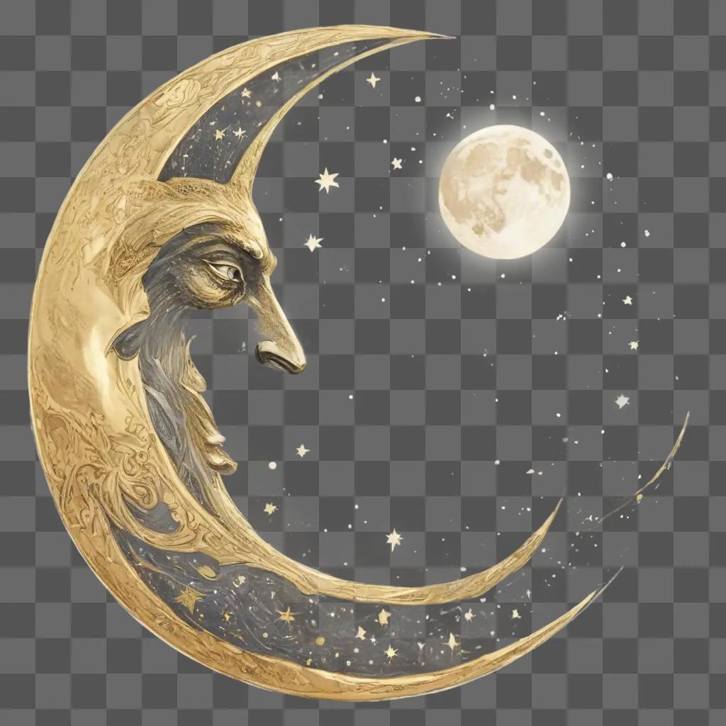 sketch moon drawing A man and a moon on a starry night