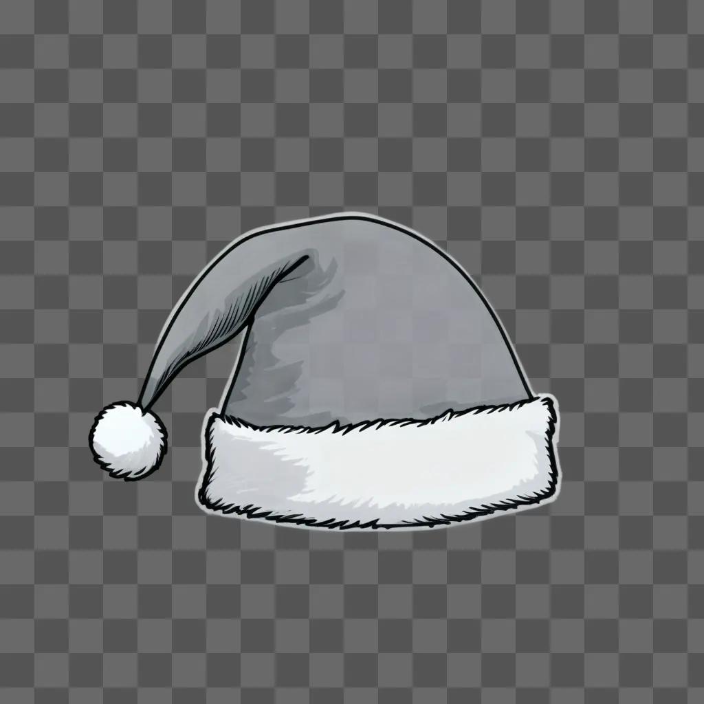 sketch of a Santa hat on a gray background