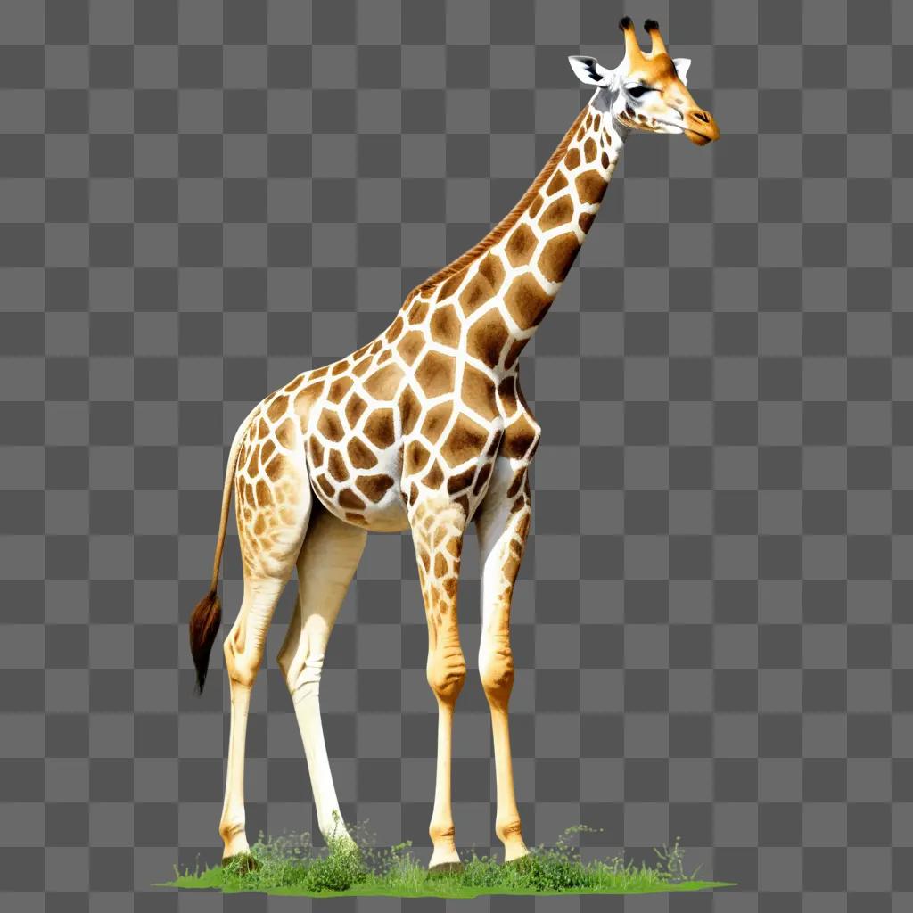 sketch of a giraffe in the middle of a field