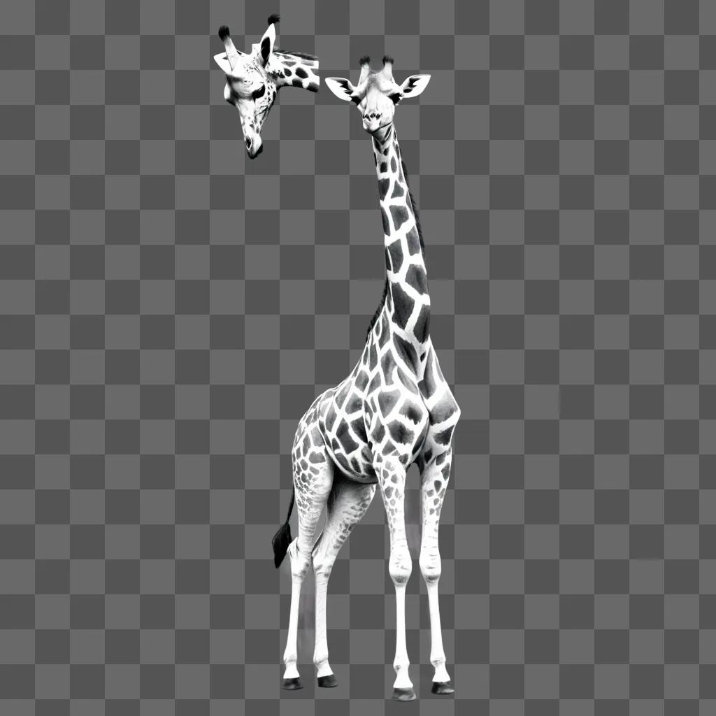 sketch of a giraffe with its head raised