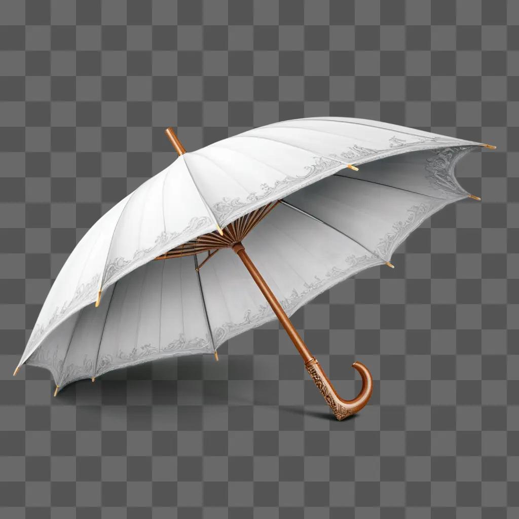 sketch of a white umbrella with ornate designs