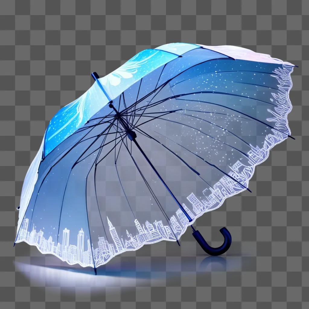 sketch of an umbrella with a city skyline on it