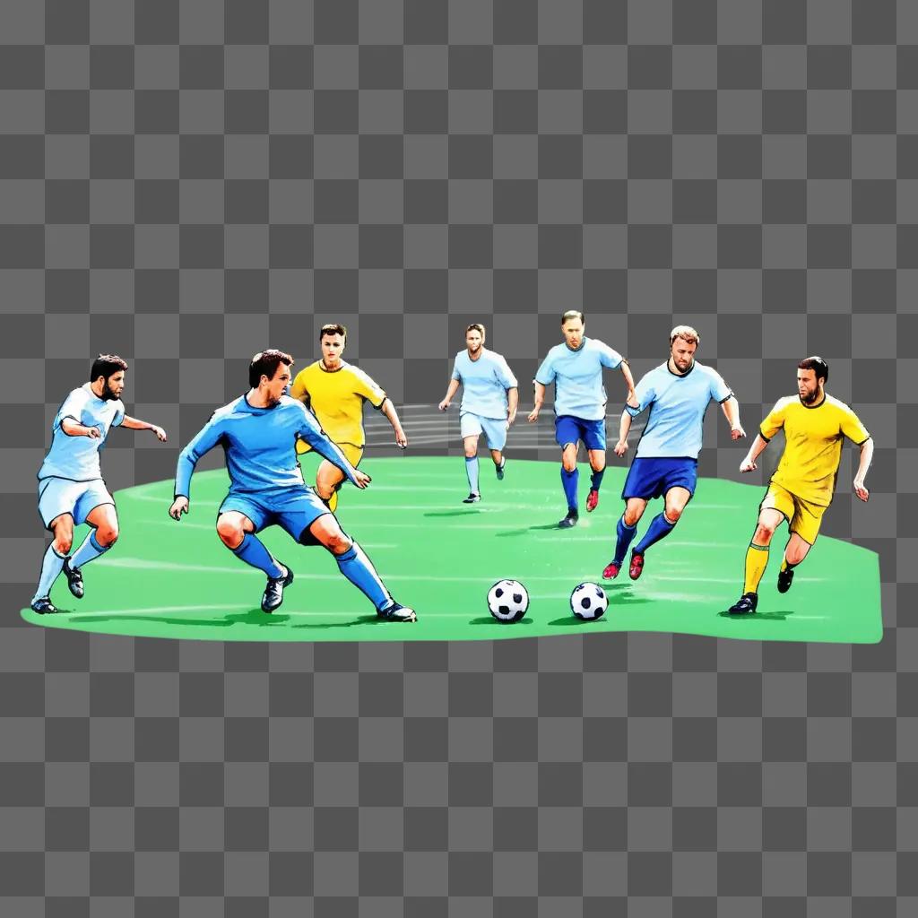 sketch of soccer players in action on the field