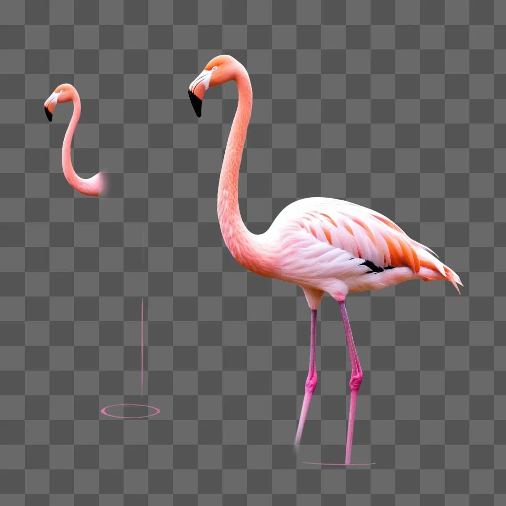 sketch of two flamingos on a pink background