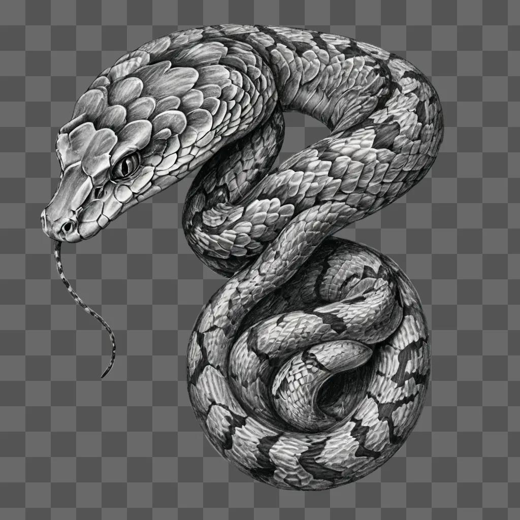 sketch snake drawing A snake drawing with black and white colors