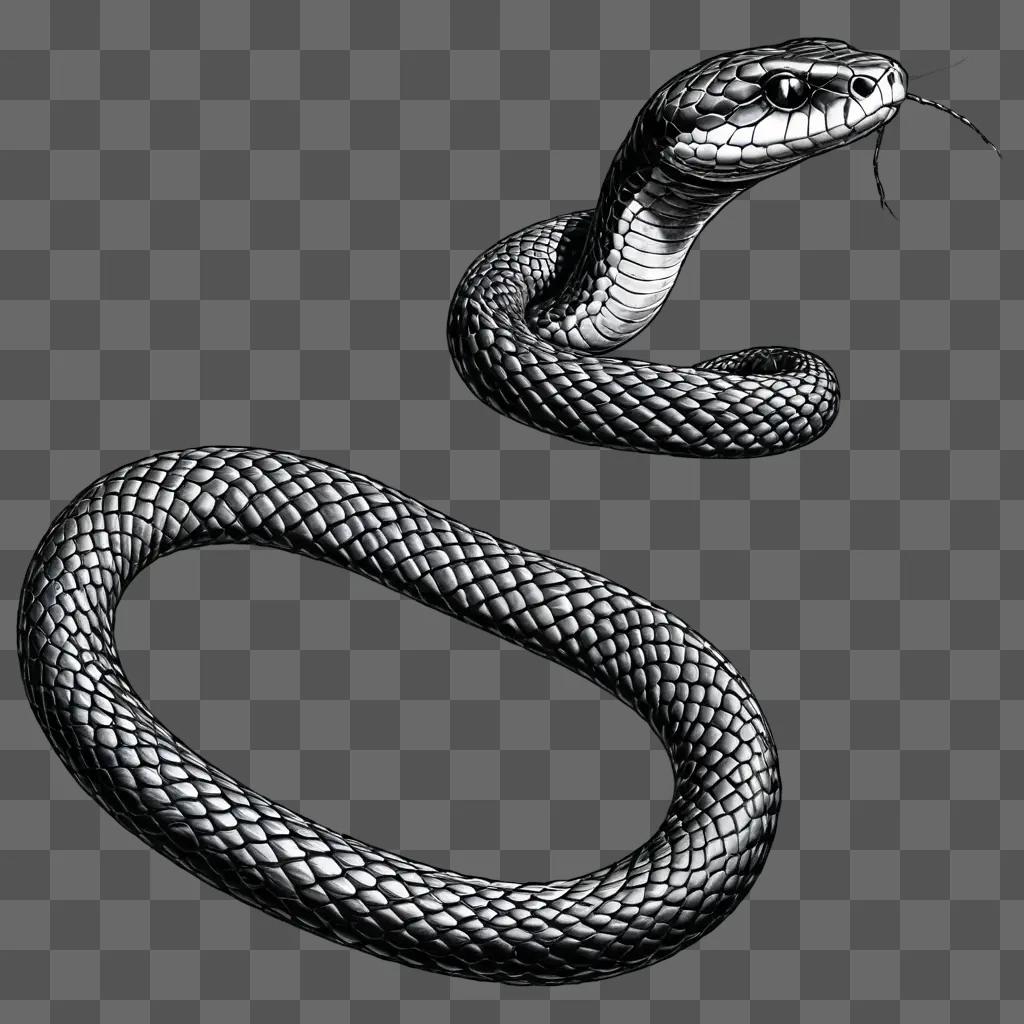 sketch snake drawing A snake is shown in black and white