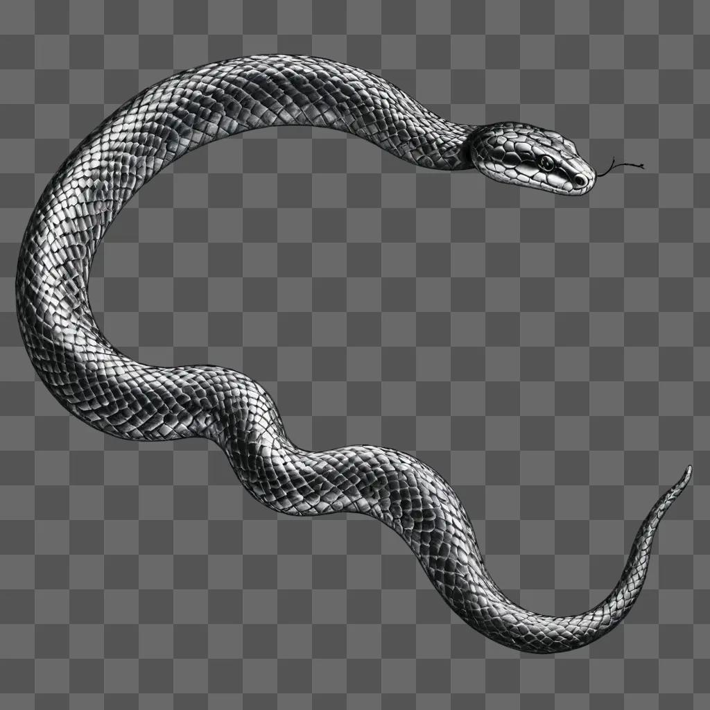 sketch snake drawing A snake on a gray background