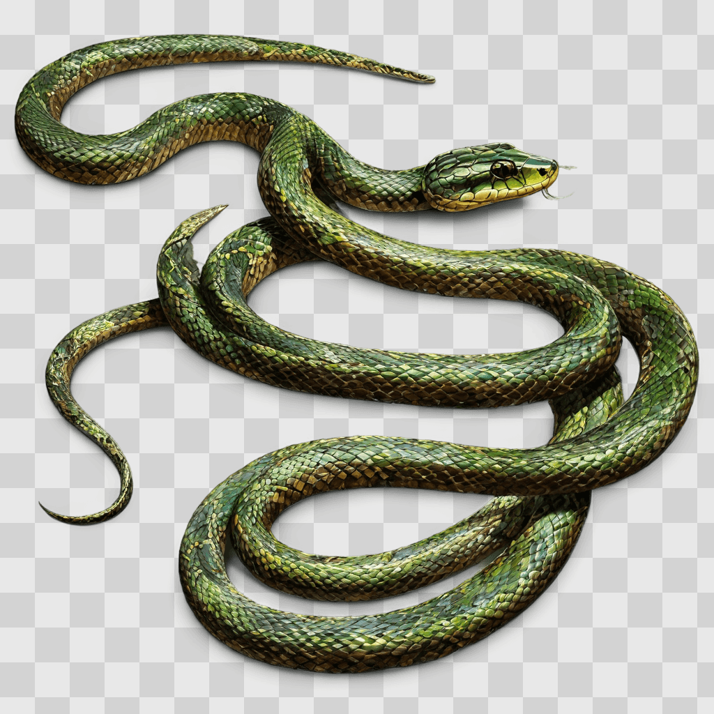 sketch snake drawing A snake with green scales on a dark background