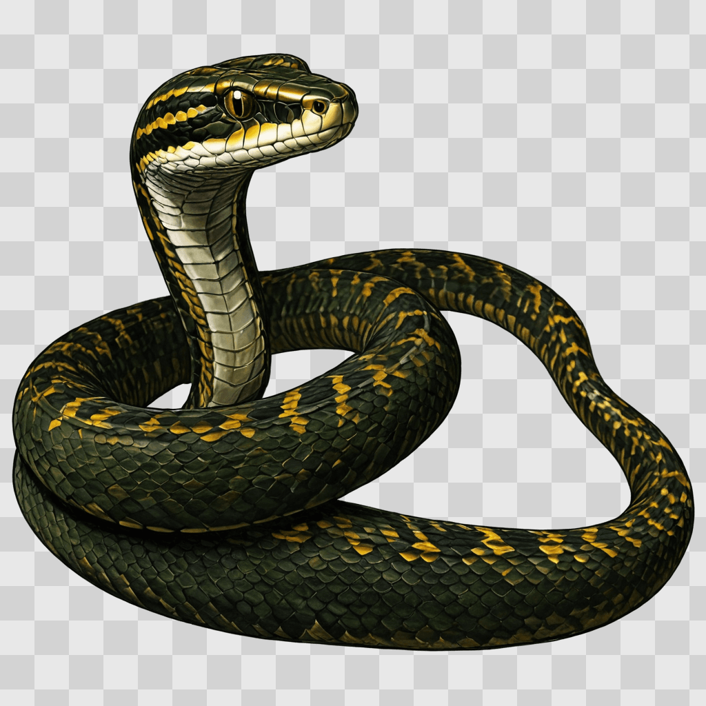 sketch snake drawing A snake with yellow and black stripes