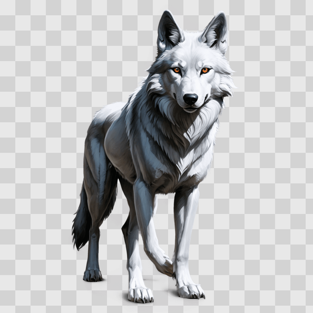 sketch wolf drawing A white wolf on a gray background