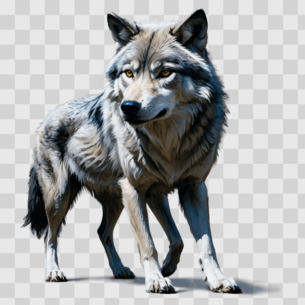 sketch wolf drawing A wolf with a white face stands alone