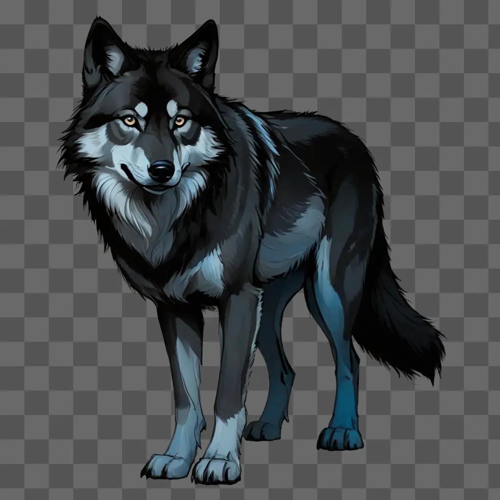 sketch wolf drawing A wolf with white paws and black eyes