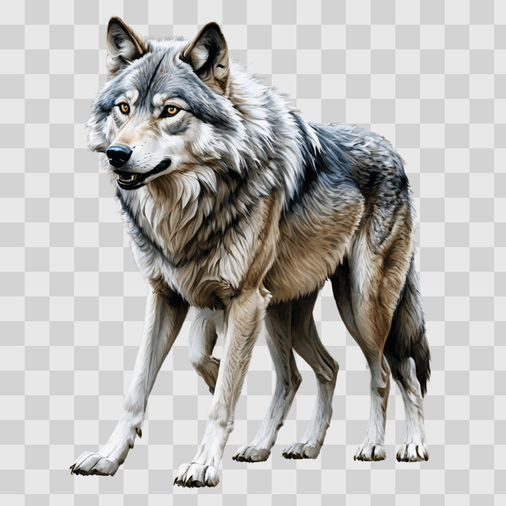 sketch wolf drawing Gray wolf with glowing eyes and curved mouth