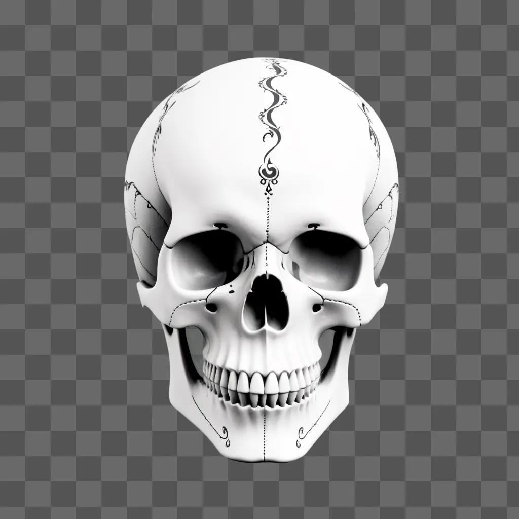 skull has a tribal design on it