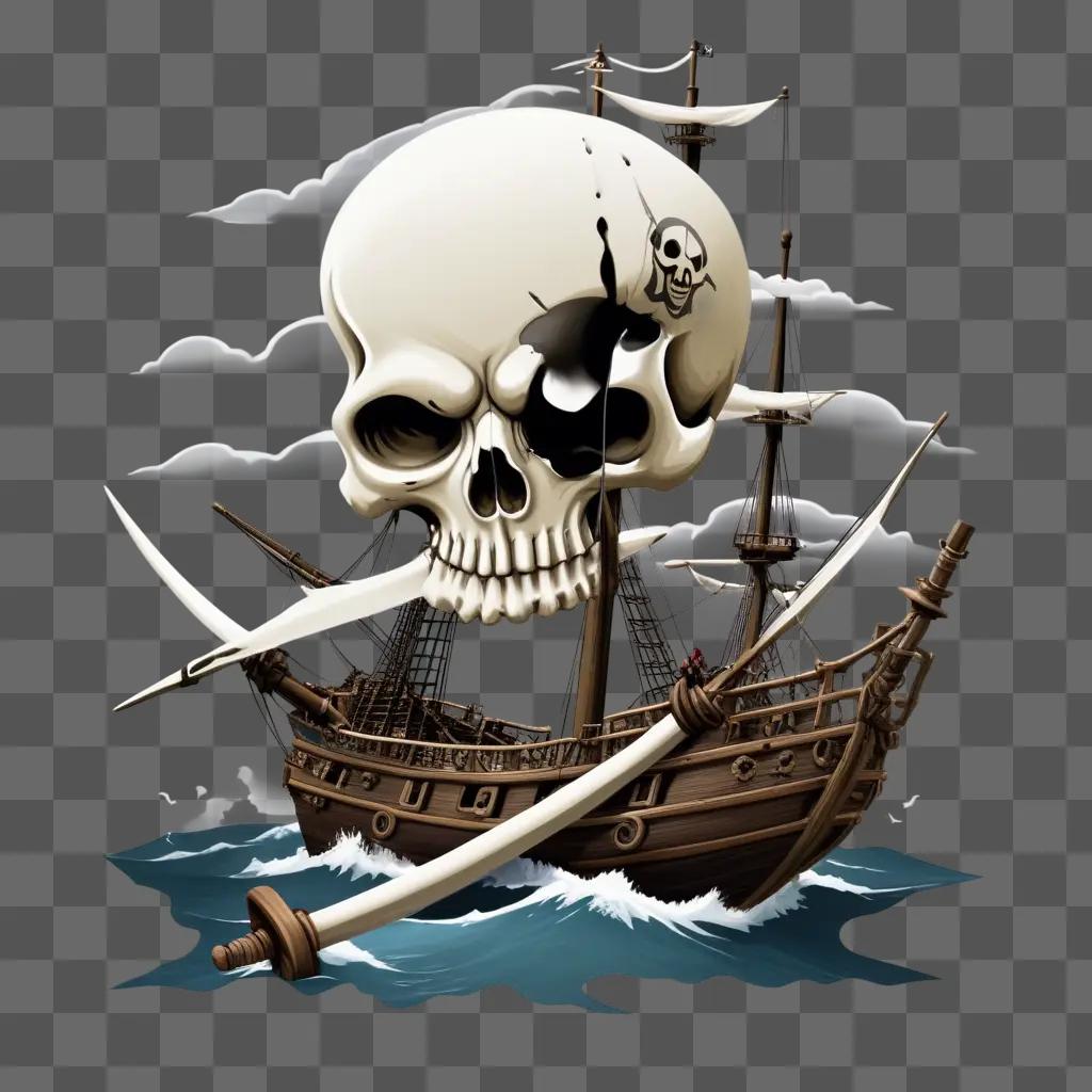 帆に骨が描かれた船の頭蓋骨