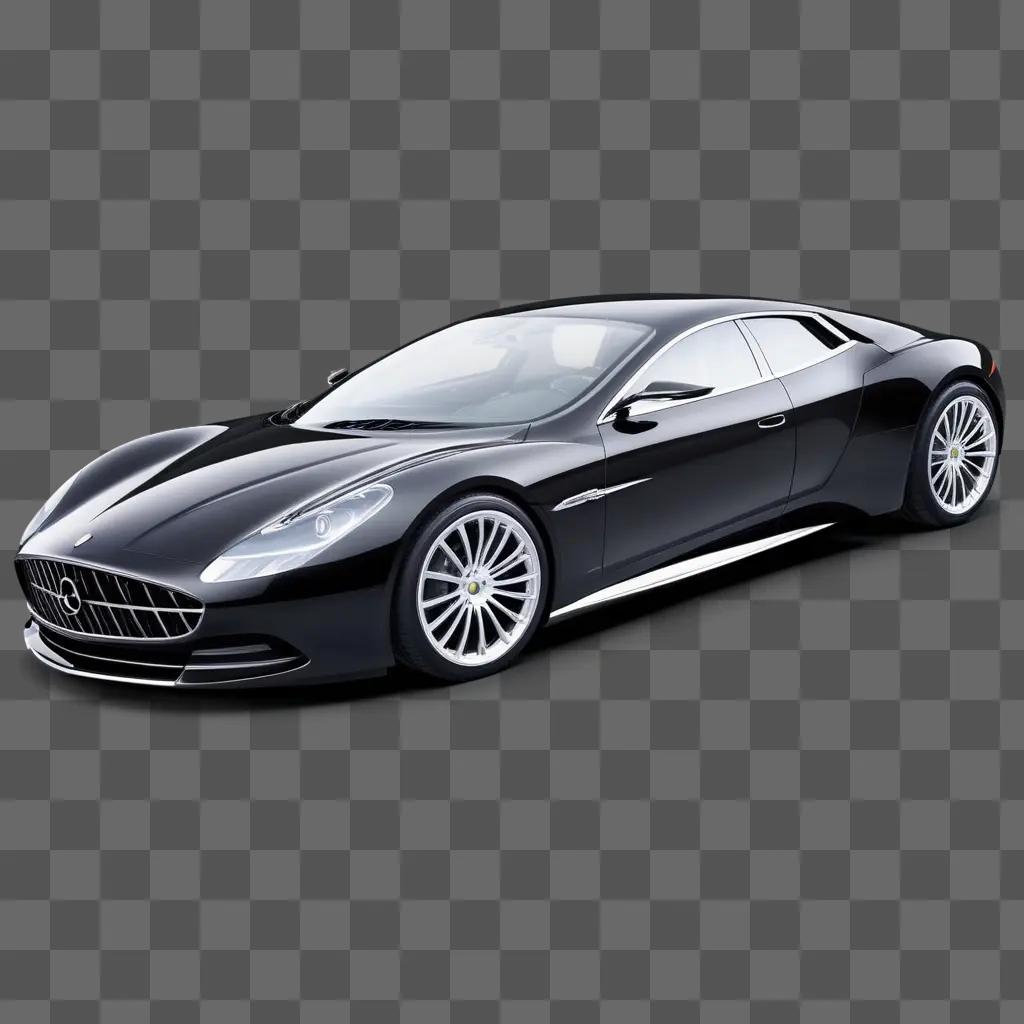 sleek black luxury car on a gray background