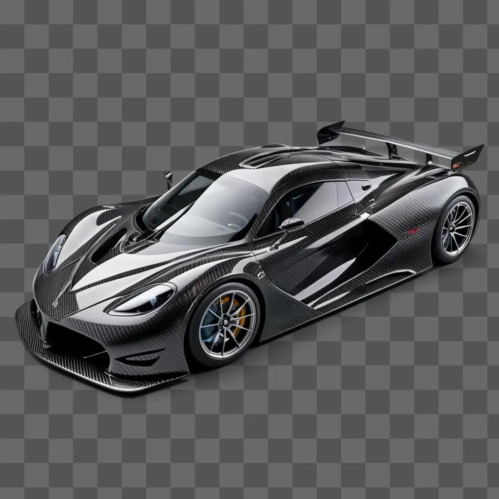 sleek car made of carbon fiber against a black background