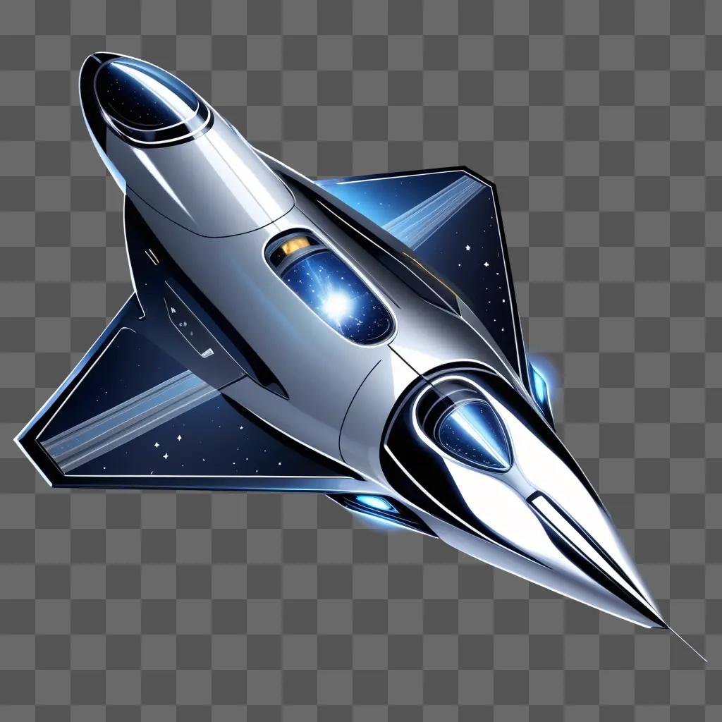 sleek spaceship design with a blue background