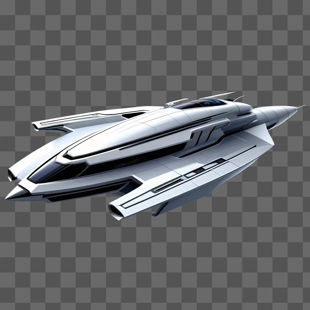 sleek spaceship with curved edges and a pointed nose