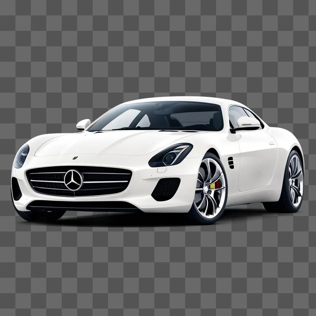 sleek white Mercedes Benz car on a gray background