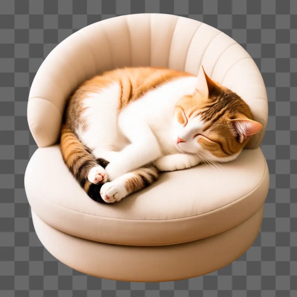 sleeping cat in a white chair