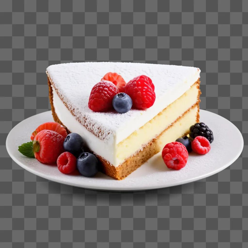 slice of cake with berries on top