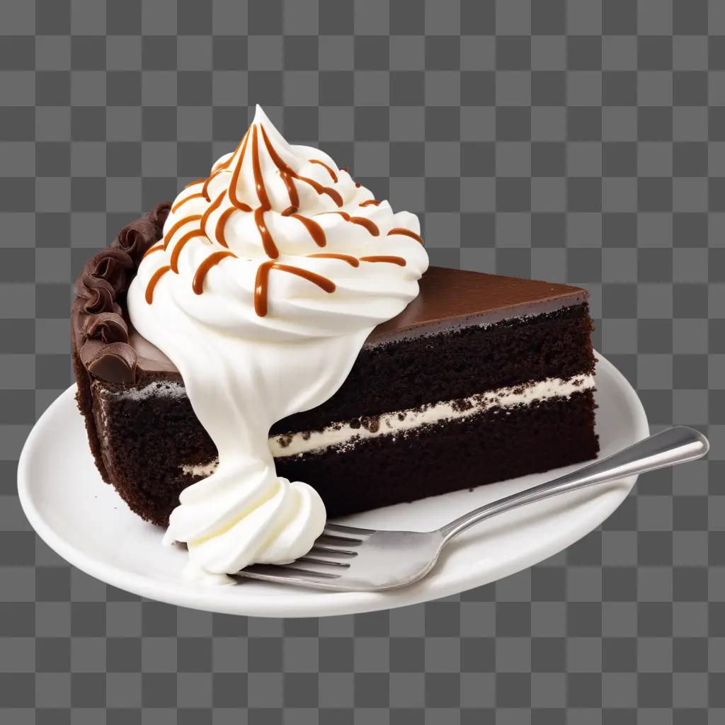 slice of cake with whipped cream on a plate