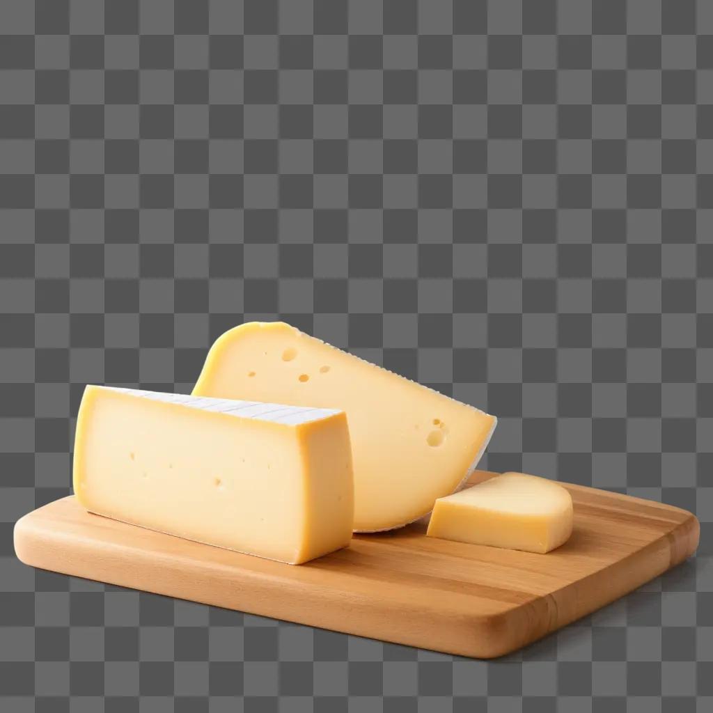 slice of cheese on a wooden cutting board