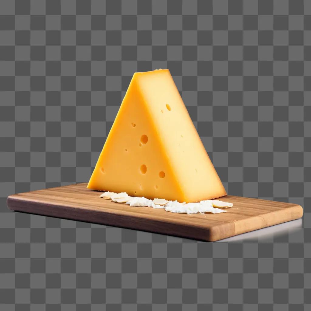 slice of cheese on a wooden cutting board