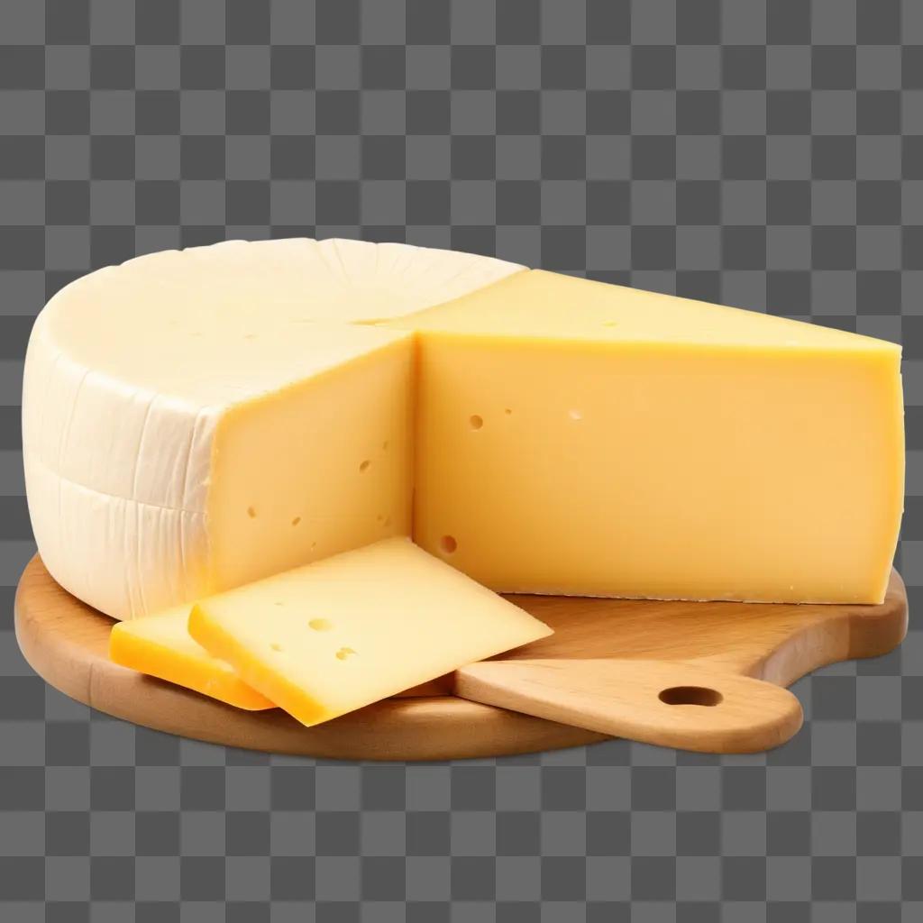 slice of cheese on a wooden cutting board