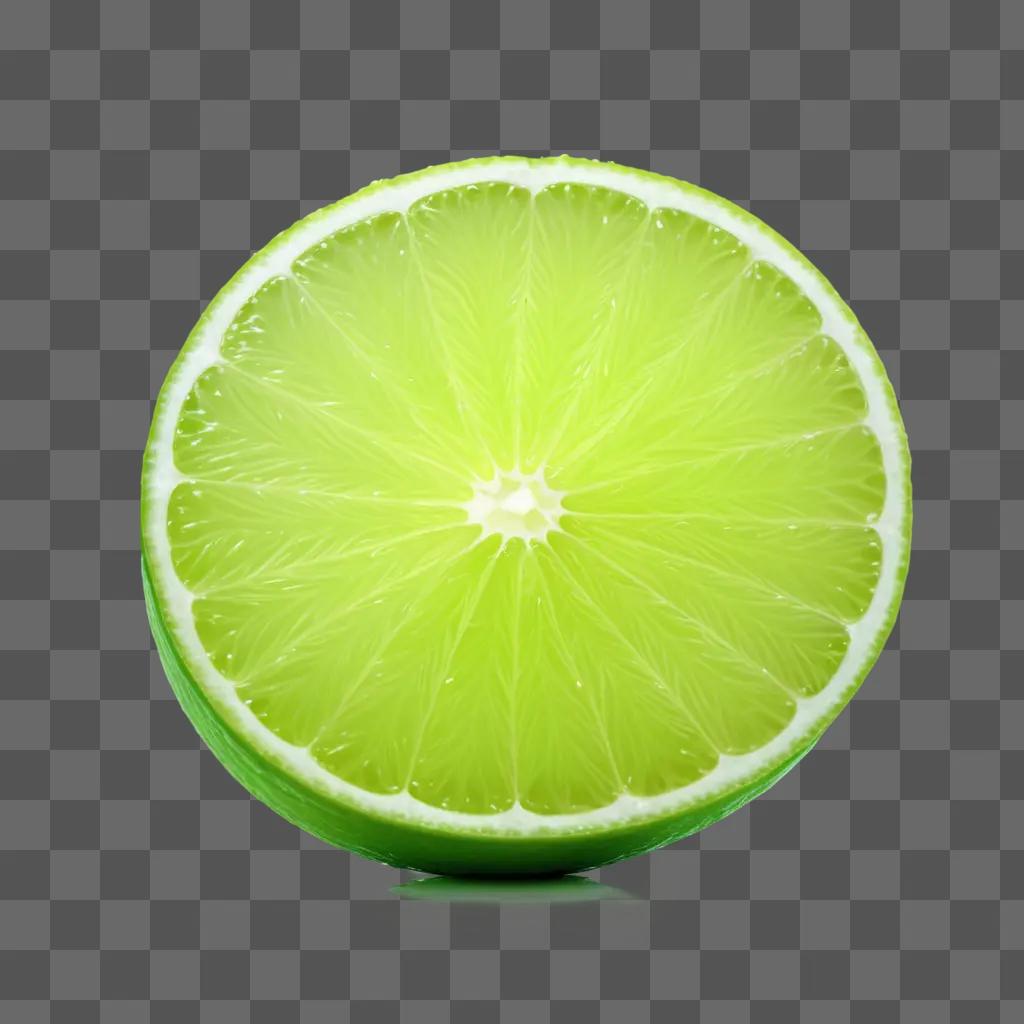 slice of lime against a green background