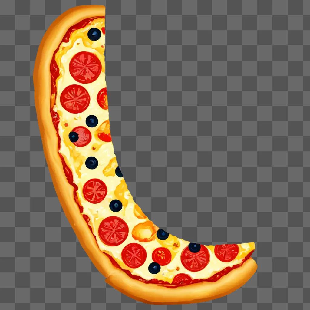 slice of pizza clipart A half-eaten pizza with black olives and red tomatoes