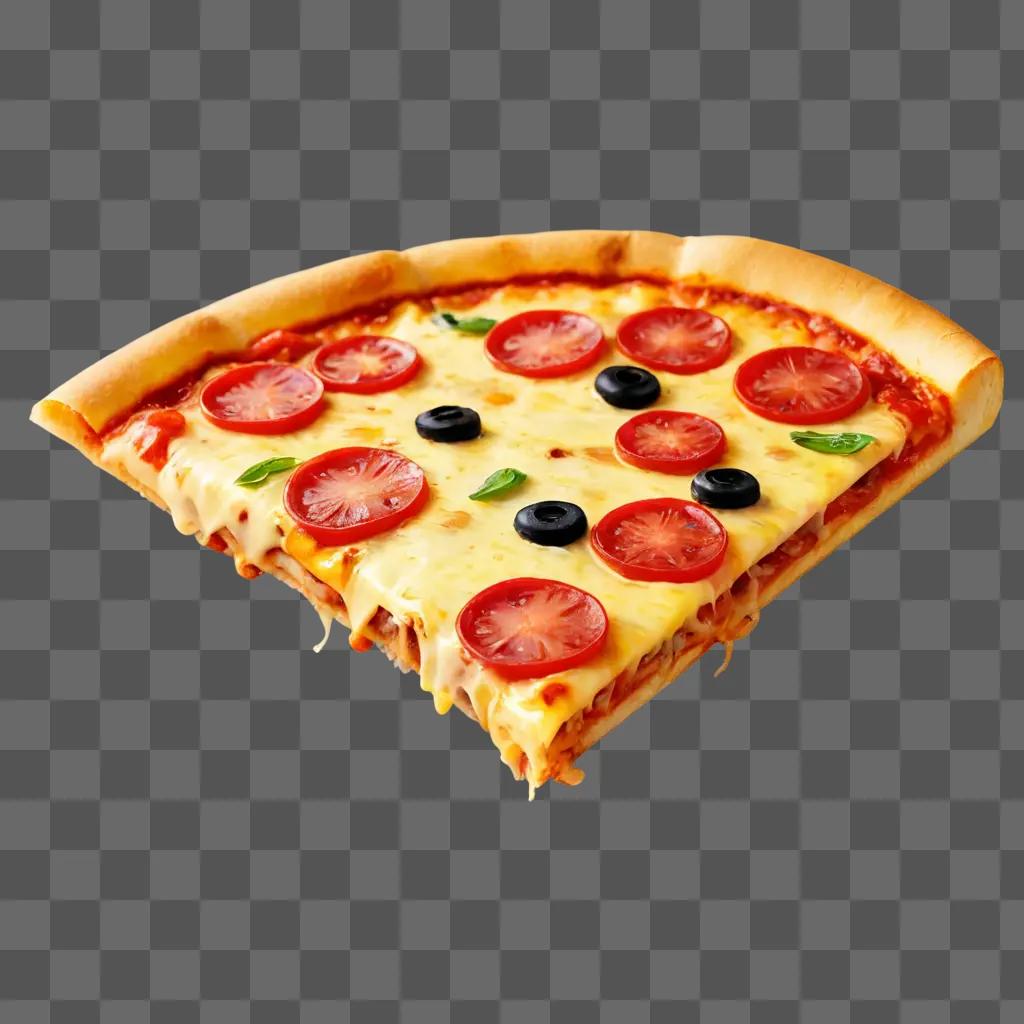 slice of pizza clipart A slice of pizza topped with olives and tomatoes