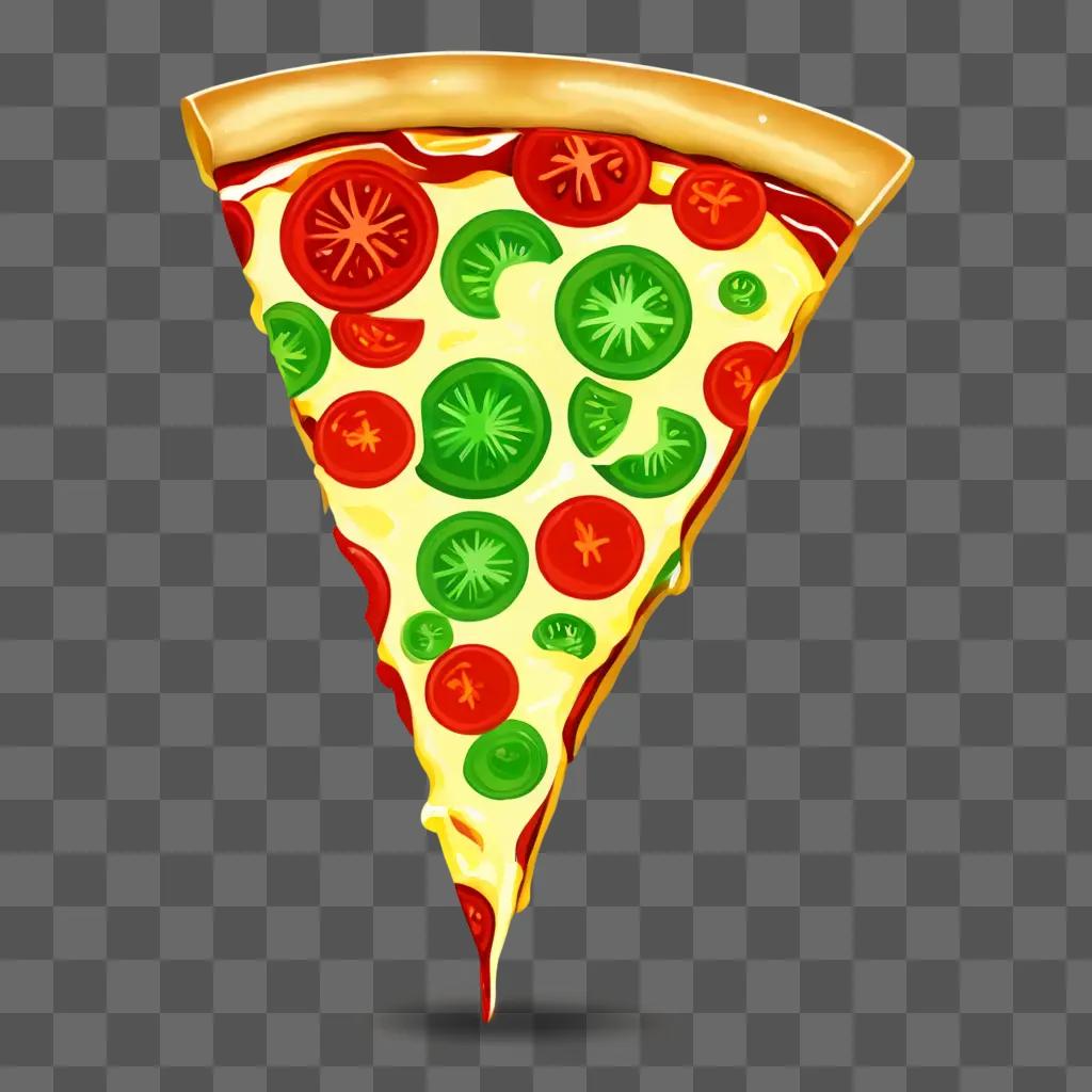 slice of pizza clipart A slice of pizza with tomatoes and green peppers